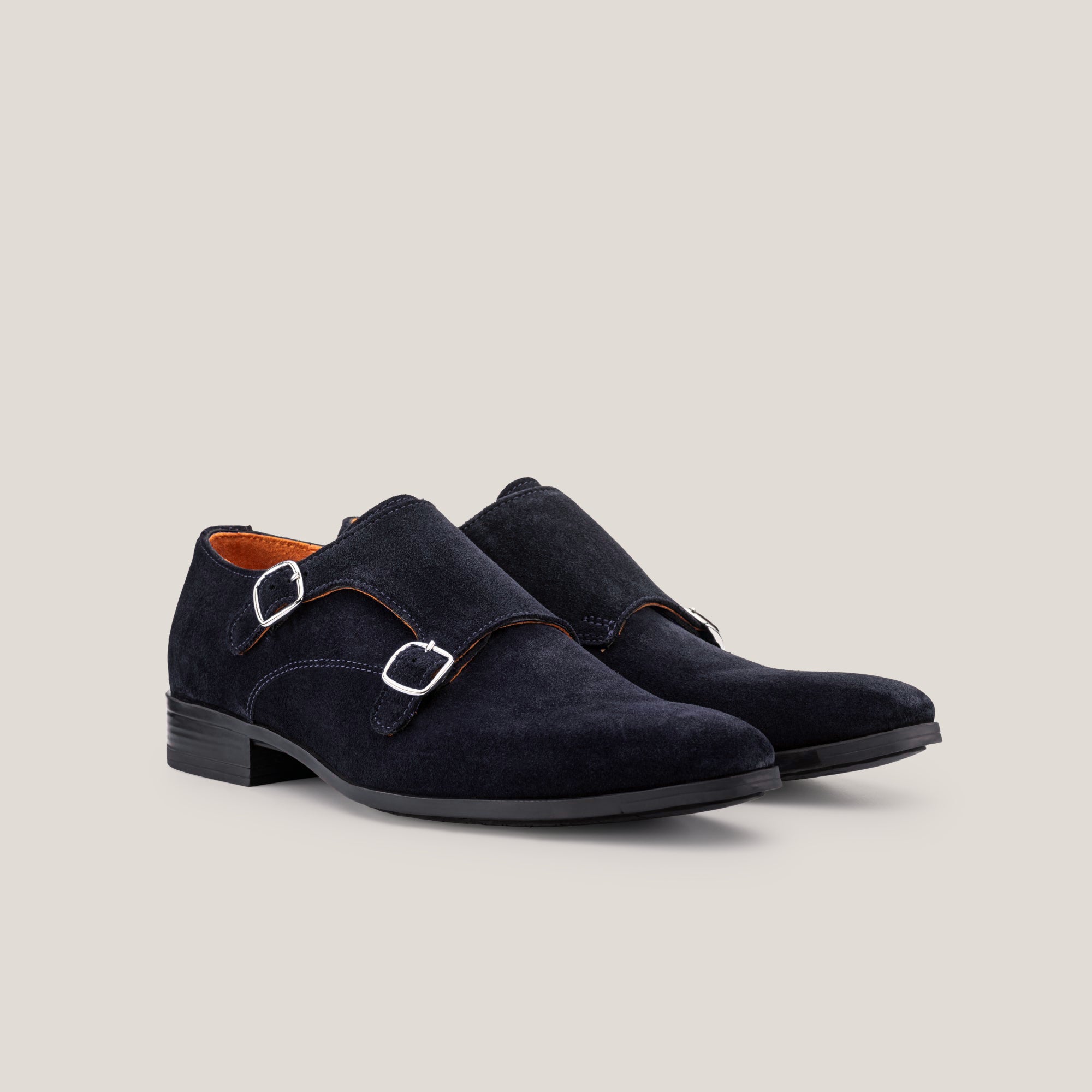 Monte Carlo - Dark Navy Suede - Double Monk Shoes