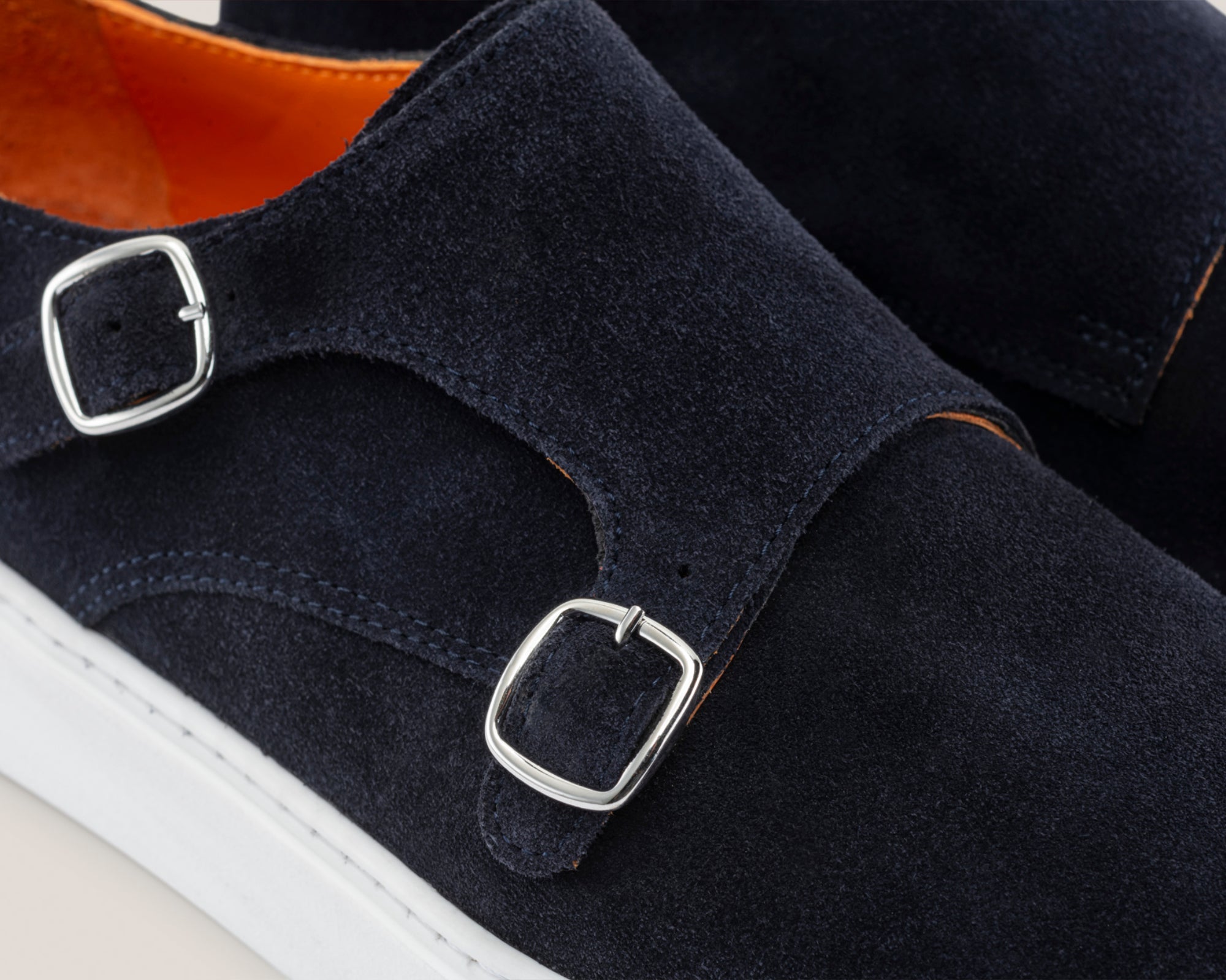 Monte Chiro - Dark Navy Suede - Double Monk Shoes — sole view | Reinhard Frans