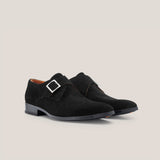 NY24 - Black Suede - Single Monk Shoes