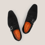 NY24 - Black Suede - Single Monk Shoes