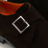 NY24 - Dark Brown Suede - Single Monk Shoes — sole view | Reinhard Frans