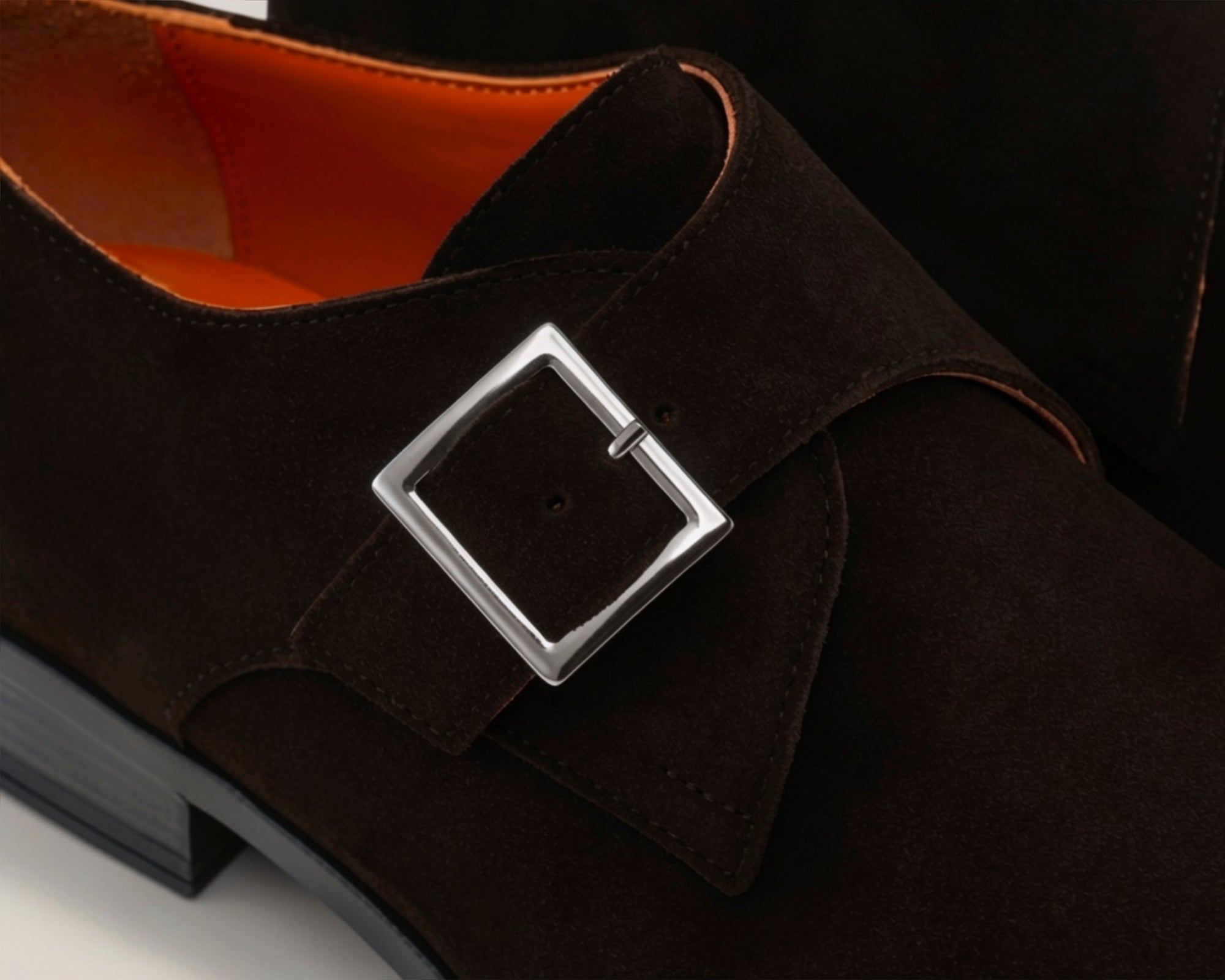 NY24 - Dark Brown Suede - Single Monk Shoes — sole view | Reinhard Frans