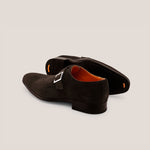 NY24 - Dark Brown Suede - Single Monk Shoes — back view | Reinhard Frans