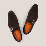 NY24 - Dark Brown Suede - Single Monk Shoes — detail view | Reinhard Frans
