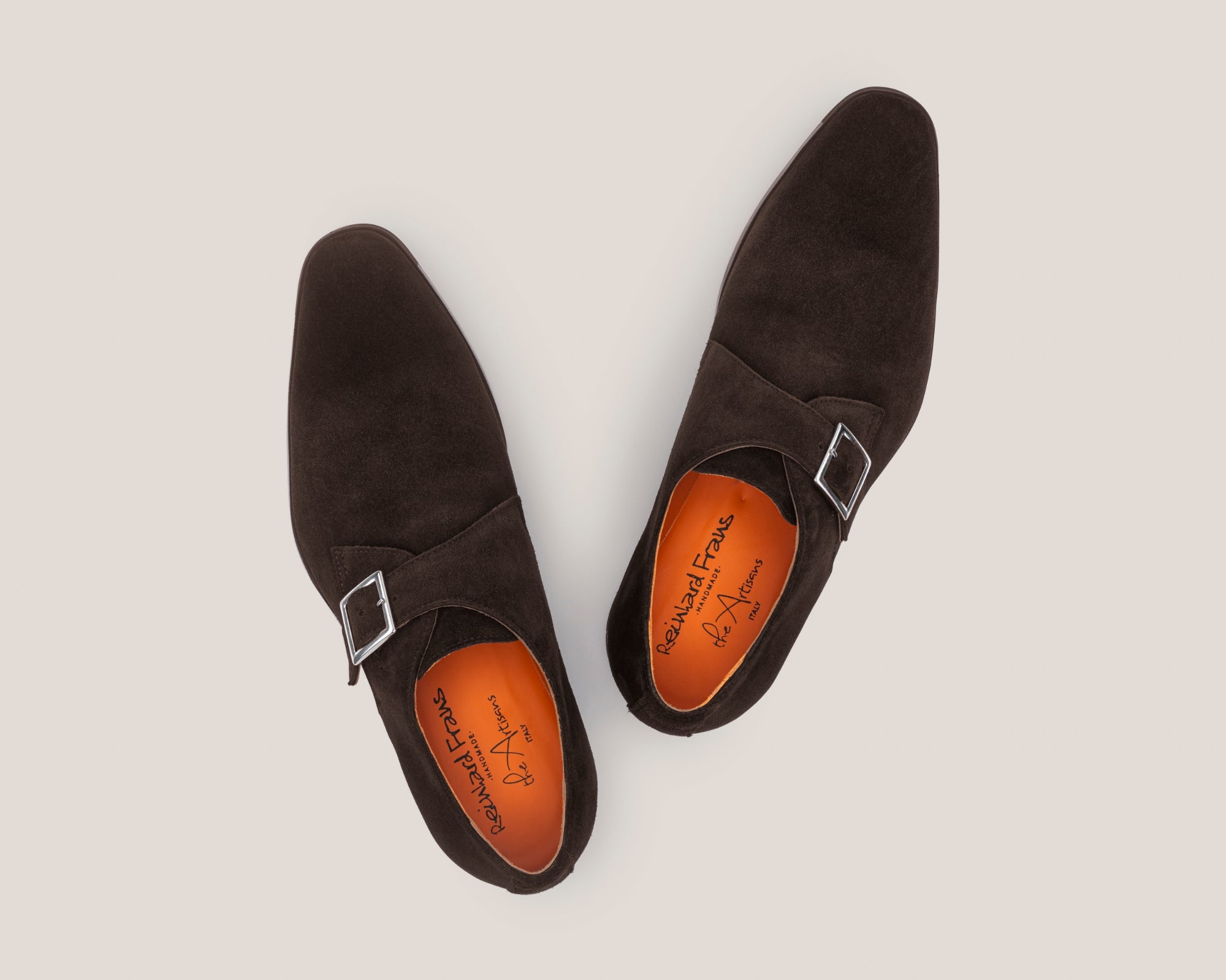 NY24 - Dark Brown Suede - Single Monk Shoes — detail view | Reinhard Frans