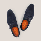 NY24 - Dark Navy Suede - Single Monk Shoes