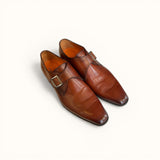 NY24 [SC] - Cognac Brown Patina Leather - Size 44 — Monkstrap | Reinhard Frans