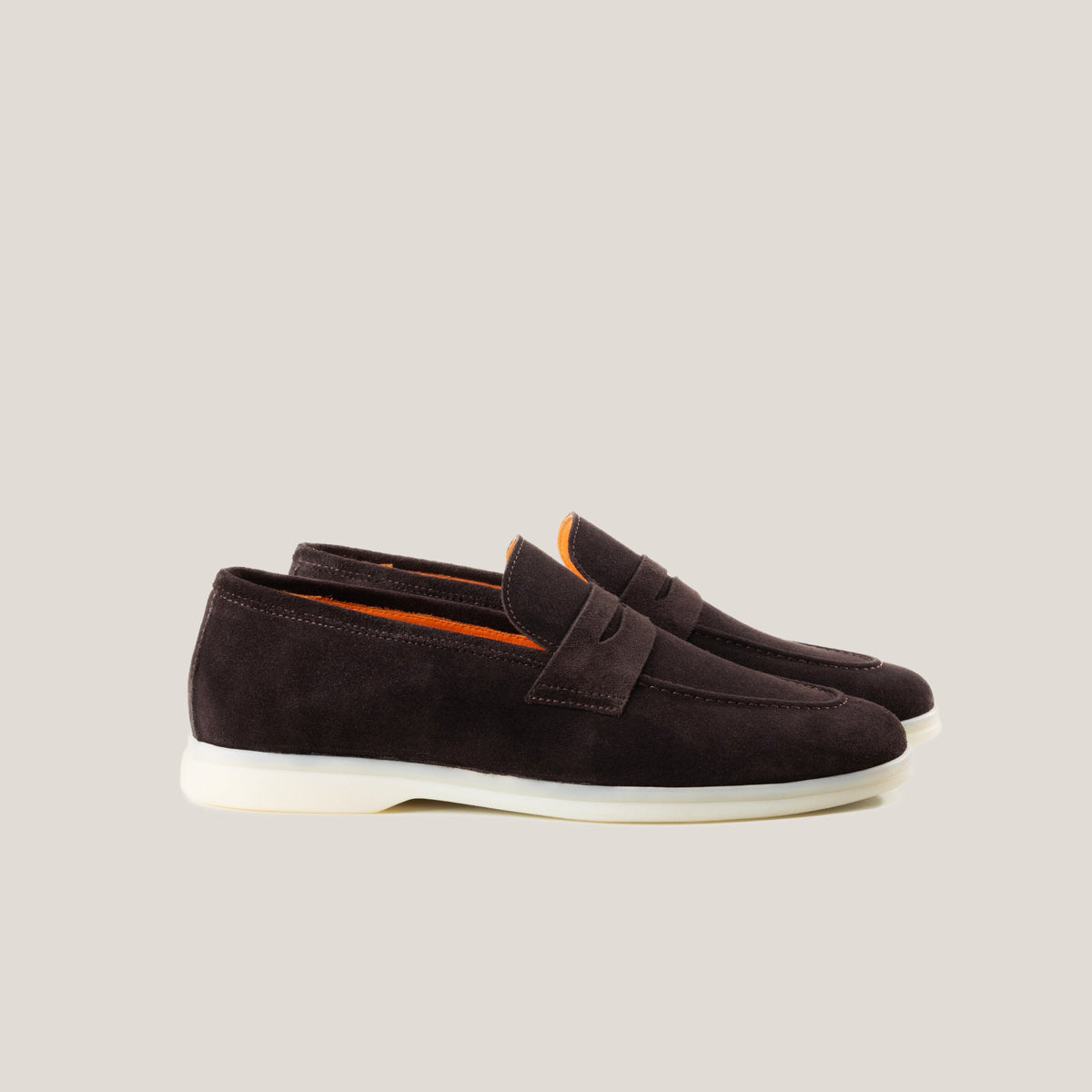 MINGO PORTOFINO Suede Penny Loafers SIZE 44 1/2 Men’s size 11 in US MF-1725-LIN_PAIR_FRONT_001.jpg  main image 4