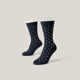 Pure Cotton Socks - Dark Navy and White polka dot