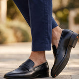 Rapallo - Black Leather - Penny Loafers