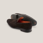 Rapallo Dark brown suede handmade penny loafer Reinhard frans sole view