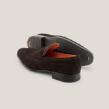 Rapallo Dark brown suede handmade penny loafer Reinhard frans sole view