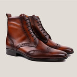 Ravenna Cognac Brown Leather Balmoral Boots