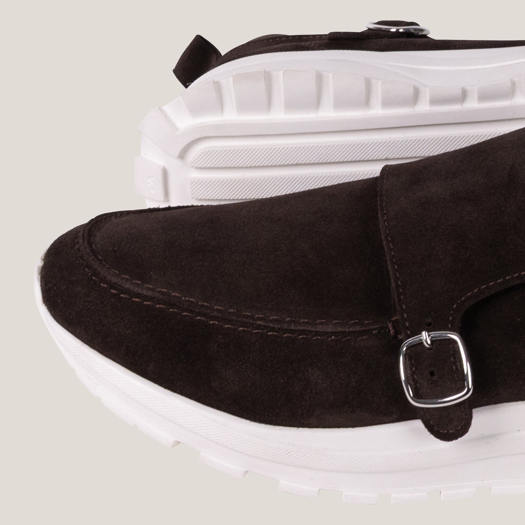 Soho 02 V²- Dark Brown Suede - Sneaker — back view | Reinhard Frans