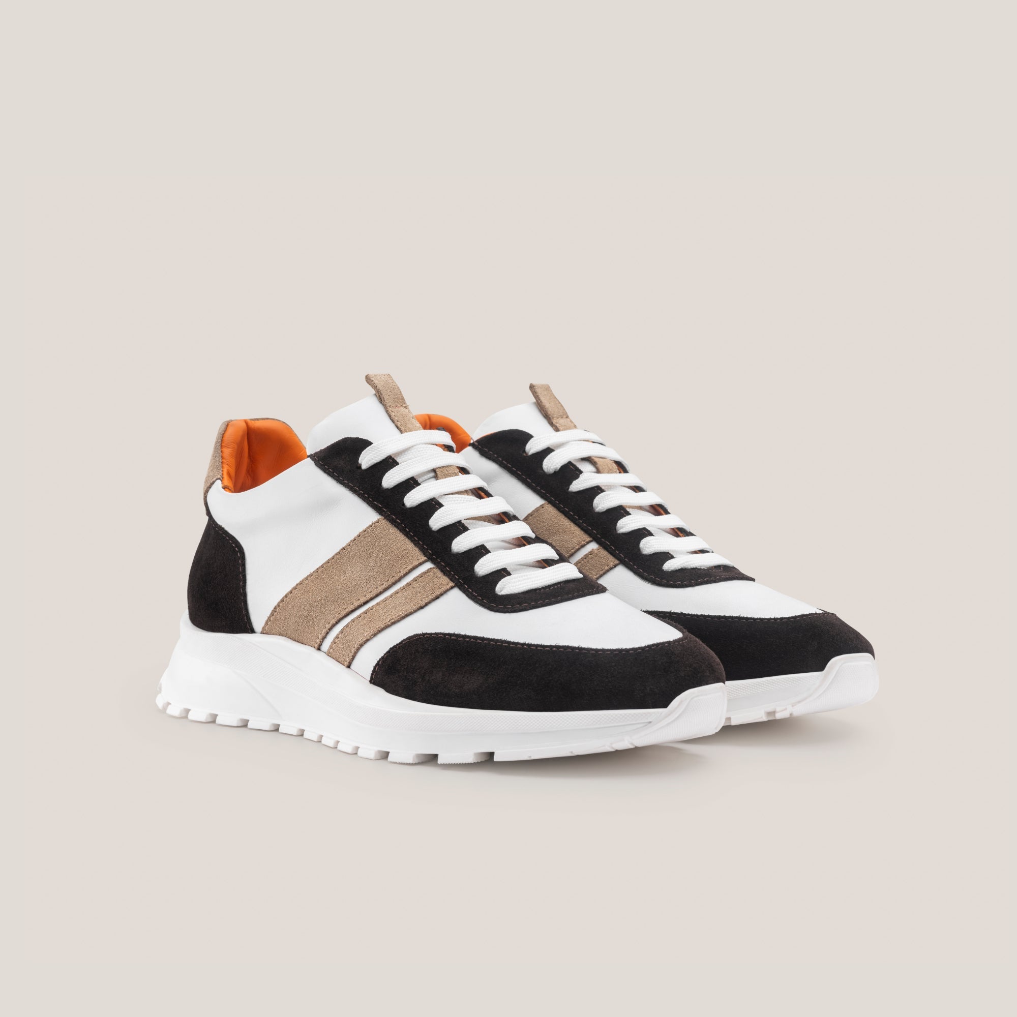 Soho 03 - White Calf Brown Suede Duo - Sneaker — Sneakers | Reinhard Frans
