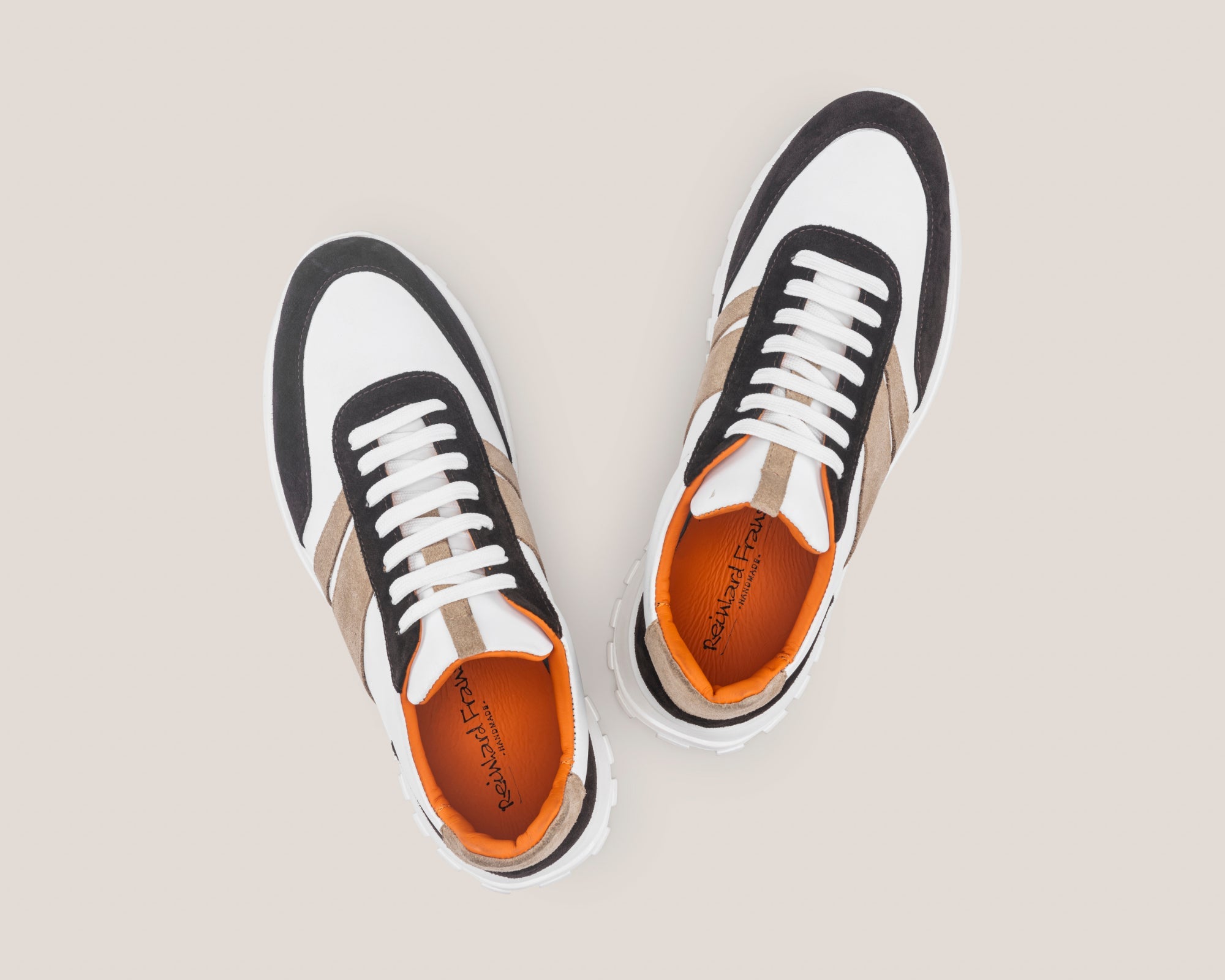 Soho 03 - White Calf Brown Suede Duo - Sneaker — detail view | Reinhard Frans