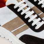 Soho 03 - White Calf Brown Suede Duo - Sneaker — sole view | Reinhard Frans