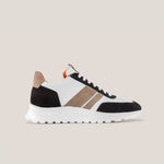 Soho 03 - White Calf Brown Suede Duo - Sneaker — side view | Reinhard Frans