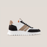 Soho 03 - White Calf Brown Suede Duo - Sneaker — side view | Reinhard Frans