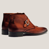 Stockholm Cognac Brown Leather Monk Strap Boots