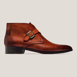 Stockholm Cognac Brown Leather Monk Strap Boots