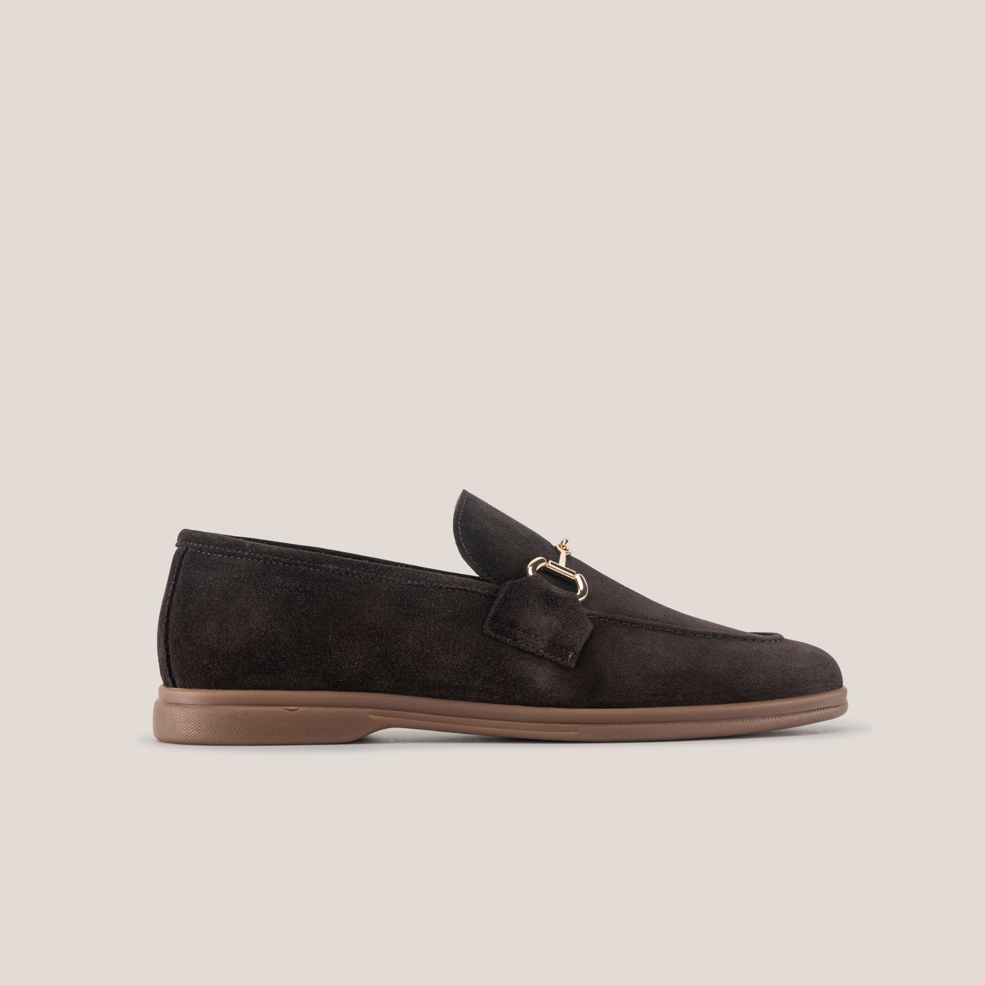 Veneto - Dark Brown Suede - Horse bit loafer — side view | Reinhard Frans